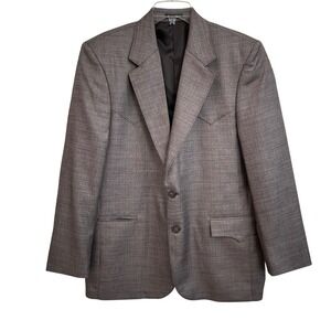 Circle S Gable Western Style Sport Coat Blazer Brown Mens 44R Single Breasted